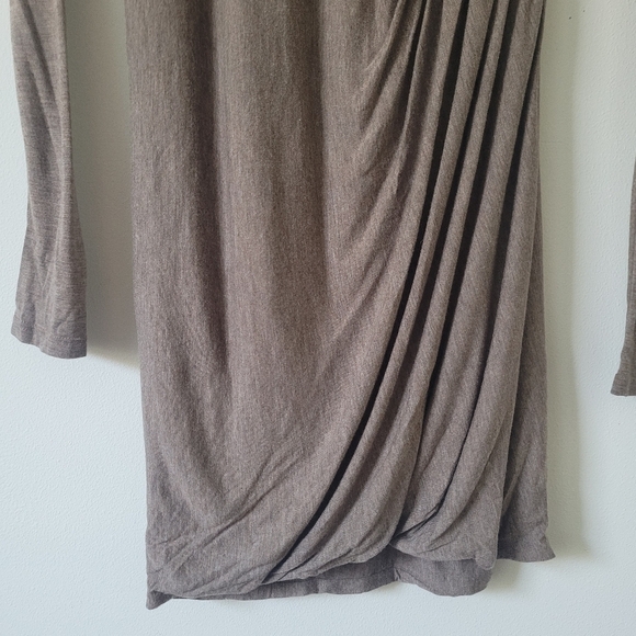 Rebecca Taylor Taupe Bodycon Ruched Long Sleeve Mini Dress Size Extra Small - Picture 7 of 12